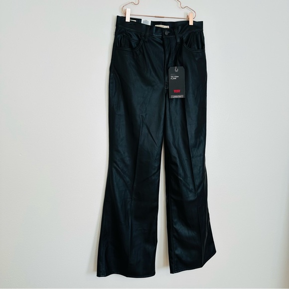 New Levi's 70's Flare Faux Leather Pant Leather Night - Picture 13 of 13